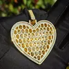 TF Новое модное золото, покрытое полным шипением CZ Cubic Stone Heart Coolcle для мужчин женские модные батон