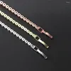 Link Bracelets 4MM Round Rainbow Zircon Iced Out Tennis For Women Men Trendy Silver Color Chain On Hand Jewelry Accessories H027