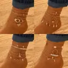 Anklets Bohemian Summer Beach Anklet Set For Women Gold Color Chain On Leg Leaf Heart Pineapple Rose Charm Ankle Bracelet Female Jewelry YQ240208