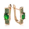 Dangle Küpeler Gulkina Lüks Vintage Kadınlar 585 Gül Altın Renk Kakma Yeşil Doğal Zirkon Ulusal Gelin Düğün Nefes Mücevherat