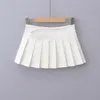 Mini saias y2k roupas kawaii coreano moda saias para mulheres preto mini saia de cintura alta saia plissada com shorts branco 240131