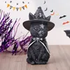Sculpture de chat de sorcière de jardin, décoration gothique de chaton, Statue de chat magique d'halloween, ornement artisanal en résine, décor de cour extérieure de maison 240131