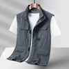 Gilets pour hommes, veste décontractée, col montant, manteau polyvalent, vestes de travail Cargo, sans manches, solide, poches, vêtements d'extérieur