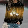 Camicette da donna Divertenti magliette a maniche lunghe con stampa di Babbo Natale natalizio per donna Moda pullover quotidiano Autunno autunno Casual Harajuku Top