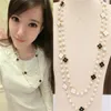 Collier de perles camélia avec pendentifs longs, bijoux de fête à fleurs