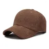 Visières printemps automne casquette de Baseball en velours côtelé pour femmes hommes unisexe Vintage solide chapeau de relance Sport hiver réglable Trucke C5T0