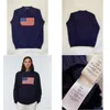 Herrtröjor Designer USA Mens Sticking Sweater S 2023 Winter Navy Blue Flag of the United States Round Neck Cotton Loose Retro Fas Dhdya