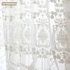 Högklassig vit broderier Flower skärmar europeisk stil Voile Tulle Sheer för sovrummet vardagsrum Windows gardiner 240129