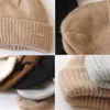 Baretten Modieus Breien Pullover Hoed Dames Metaal Label Wol Winter Warm Hiphop Muts Hoge kwaliteit Kasjmier Bruin
