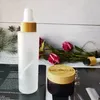 Depolama Şişeleri Toptan Özel Cilt Bakımı Vücut Losyon Kozmetik Ambalaj Cam Konteyner/Serum/Toner Krem Kavanozları Bambu Ahşap Kapak