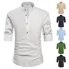 Men's Casual Shirts Solid Color Neck Short Sleeved Shirt And Fitted Dress Panhandle Slim Western Medium For Men