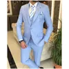 Ternos masculinos céu azul masculino único breasted pico lapela negócios formal fino ajuste casamento noivo sob medida blazer 2 peças jaqueta calça