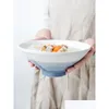 Skålar keramiska ramen nudel skål blå gradient soppa frukt sallad kök hushåll mönster släpp leverans hem trädgård matsal bar otgtb