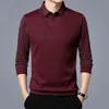 Polo d'affaires décontracté pour hommes, fin et Slim, boutons à revers rayés, manches longues, mode coréenne, hauts, printemps automne, 240202