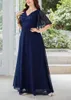 Vestido de novia de talla grande brillante con lentejuelas azul real, cuello en V, 5XL6XL, maxivestido de gasa para fiesta y banquete, vestidos de manga corta 240129