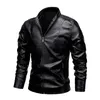 Outono inverno jaqueta slim fit de couro de motocicleta com gola alta terno roupas masculinas 240201