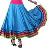 Stage Wear Jupe de danse folklorique mexicaine espagnole longue grande balançoire cercle complet bande colorée valse robe d'entraînement de danse de salle de bal