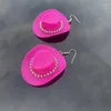 Boucles d'oreilles pendantes chapeau de Cowgirl occidental pour femmes strass Cowboy bohème bijoux goutte