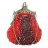 Women Antique Crystal Pored Brodery Party Chain Clutch Vintage Sequined Purse Evening Handbag Wedding Brud Bag 240118