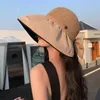 Bola Caps Big Brim Sun Hat Splice Bacia Metal Letra M Proteção Adesiva Preta e Sunshade Uv