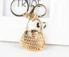 Keychains Fashion Women Handbag Butterfly Bow Crystal Rhinestone Charm Pendant Purse Key Ring Chain Creative Birthday Present