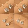 Stud Earrings 6 Pair / Lot Fashion Jewelry Accessories Metal Crystal Sun Drop Delivery Ottgy