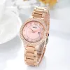 Womens luxury simple large dial steel band fashion diamond-inlaid waterproof quartz watch gift A2