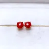 Boucles d'oreilles simples petites rondes naturelles 6 6mm, pierres précieuses de corail rouge, argent S925, cadeau de mariage pour femmes, bijoux fins