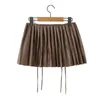 Skirts Black Mini For Woman Winter Skirt Y2k Clothes Women PU Leather Harajuku Fashion Pleated Brown