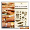 Tijdelijke tatoeages 500 stijlen Body Art Chain Gold Tattoo Tatoo Flash Tats Metallic Sieraden Transfer Drop Delivery Gezondheid Schoonheid Dhdh0