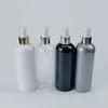 Bouteilles de stockage 300 ml x 20 pompe de pulvérisation de maquillage vide en plastique avec collier en aluminium d'argent d'or 300cc parfum toner cosmétique conteneurs pour animaux de compagnie