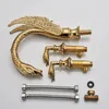 Bathroom Sink Faucets Vidric Luxury Golden Swan Basin Faucet Dual Handles Cold Water Mixer Tap Wash Toilet