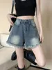 Kvinnors shorts storlek S-5XL Kvinnor Tassels Denim Summer Fashion High midja A-Line Thin Short Jeans Oversize Female Streetwear