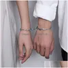 Chain Uglyless 1Pair Lovers Infinity Bracelets Adjustable Rope Bracelet For Couples 925 Sier Mountain Wave Bead Magnet Jewelry Drop D Dhisn