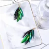Vanssey 민족 패션 Jewellry 태국 자연 딱정벌레 날개 녹색 술을 따르는 귀걸이 웨딩 파티 액세서리 여성 240124