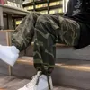 Spodnie męskie modne mężczyźni spodnie Hip Hop workową kostkę Związane streetwear koronki z szeroką nogą