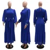 Ethnic Clothing Abaya Dress 2024 Summer Elegant Muslim Women Long Sleeve Polyester Red Blue Green Purple Fashion