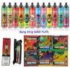 Original Bang King 6000 Puff Disposable E Cigaretter 0,8Hm Mesh Coil 14 ml POD Batterisladdningsbar elektronisk cigs Puff 6K 0% 2% 3% 5% VAPE PEN