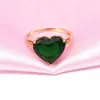 Anéis de cluster clássico 585 roxo banhado a ouro 14k rosa pedra preciosa verde em forma de coração para mulheres moda luxo jóias presente de noivado