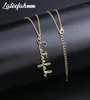 Lateefah Handwriting Jewelry Custom Signature Pendant Collier Femme Vertical Personality Name Necklace For Women Gift1Pendant Neck4466790