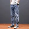 Men's Jeans Trousers With Holes For Men Straight Male Cowboy Pants Broken Spring Autumn Torn Ripped Classic Clothing Casual Trend 2024