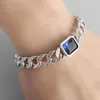 Link-Armbänder, exquisites grünes Zirkon-Tang-Gras-Muster, kubanisches Kettenarmband für Männer und Frauen, personalisierter trendiger Schmuck, Geburtstagsgeschenk