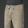 Winter Thick Corduroy Pants Men Drawstring Elastic Waist Business Loose Straight Korea Casual Trousers Male Oversized M5XL 240129