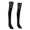 Sexy Night Club Latex Bas Dames Noir Faux Cuir Cuisse Haute Médias Femmes Bas Longs Plus La Taille Sur Les Chaussettes Au Genou 240124