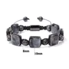 Strang Naturstein Quadratische Scheibe Tigerauge Spacer Perlen Armbänder Einstellbar Gewebtes Seil Lapislazuli Armband Männer Geschenk