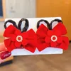 Hair Accessories 2PCS Chinese Style Red Bow Cute Hairpins Children Sweet Headwear Girls Clips Barrettes Hairgrips