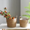 手作りの織物プランターバスケットランドリーストレージ装飾的なバスケットStraw Wicker Rattan Seagrass Garden Flower Pot Storage Basket 240131