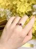 Anéis de cluster requintado e compacto tesouro vermelho artificial 925 anel de prata esterlina emparelhado com jóias de casamento de diamante de alto carbono