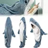 1pc Shark Blanket For Adult Wearable Winter Warm Blanket Hooded Playsuit Onesie Funny Sleeping Bag For Slumber Party 240122