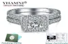 Med certifikat Yhamni Original Solid 925 Silver Ring Set för Women CZ Zircon Double Stackable Ring Wedding Jewelry ZR2936447132